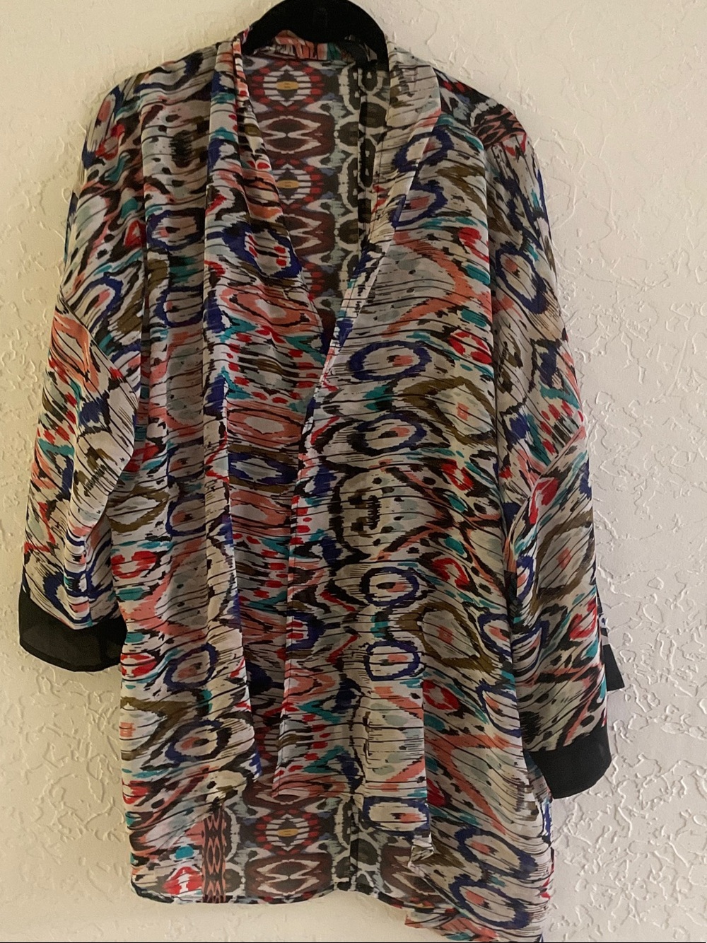Sheer Multi-Color Patterned Kimono - Picture 8 of 12